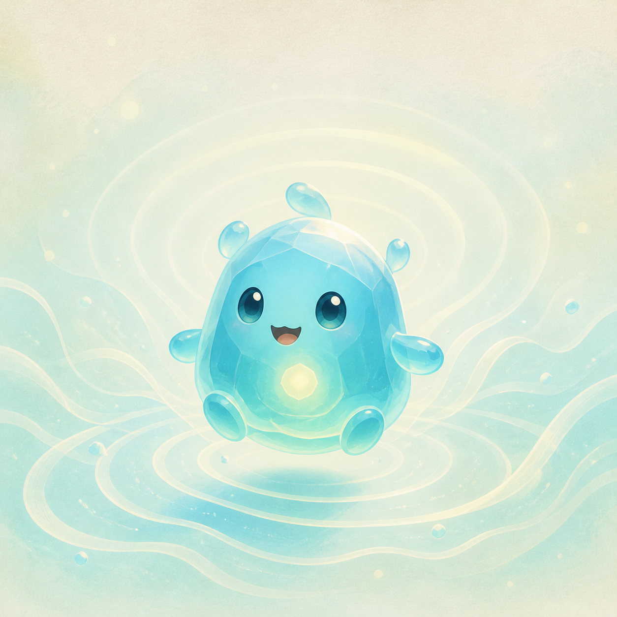 水槽の中で漂うecco（イコ）のイラスト